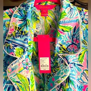 Lilly Pulitzer Woven Pajama Top XXL never worn NWT MULTI LILLYS HOUSE